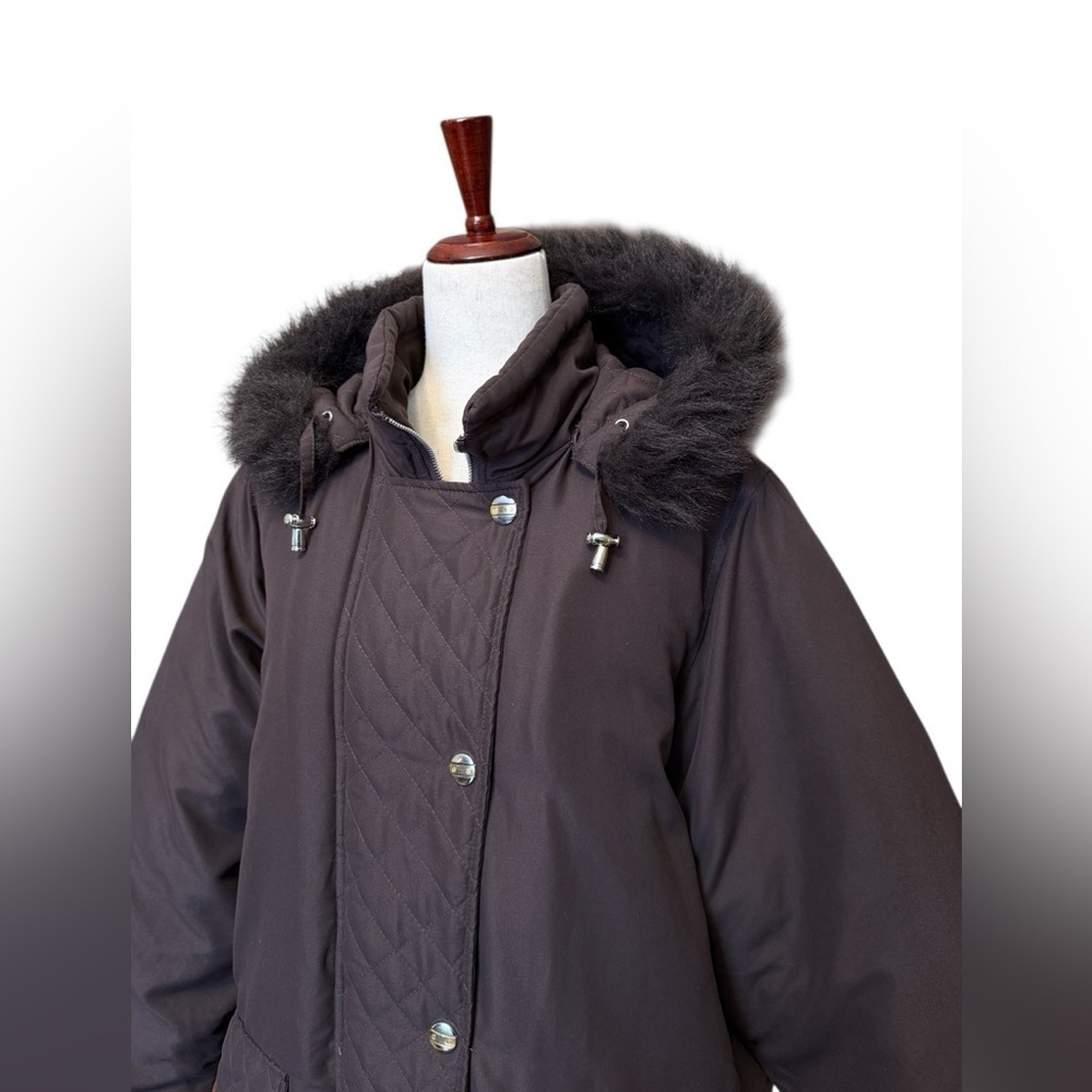 Woman Within Plus Size Faux Fur Down Parka Coat Brown Size Large #1985 - Picture 3 of 10